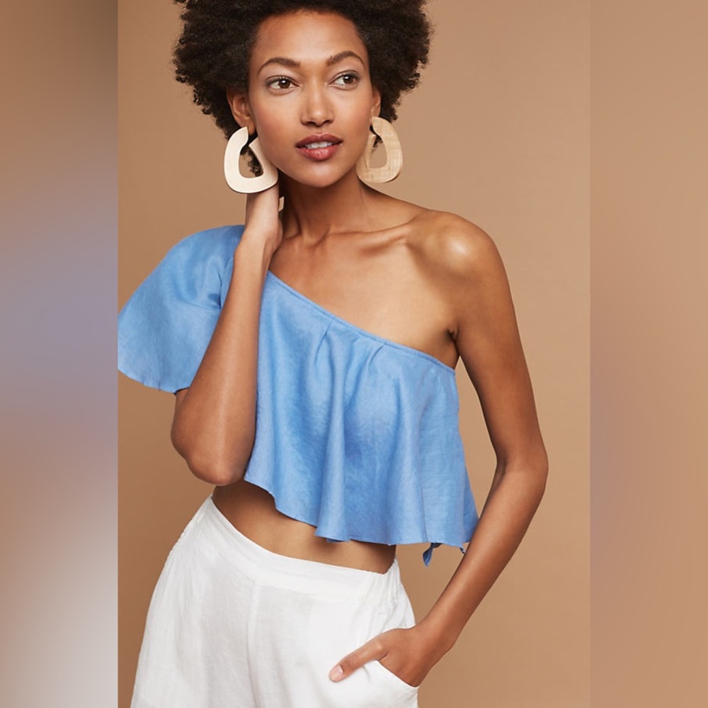 Capulet Madeira One Shoulder Linen Top